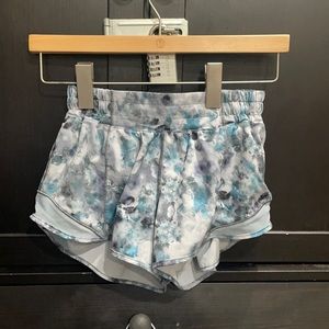 blue floral lululemon shorts